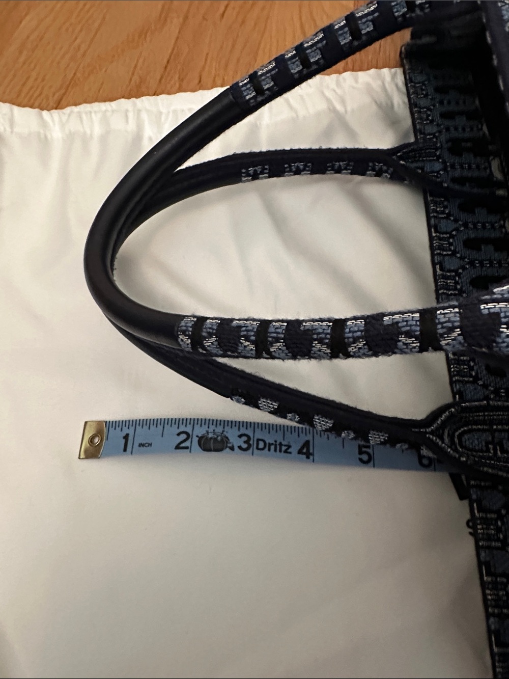 Furla Navy and Light Blue Jacquard Tote with Top Handles - Picture 5 of 11